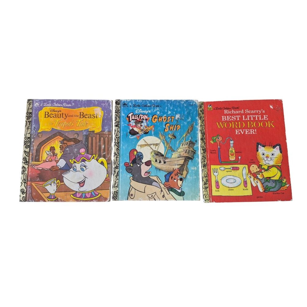 Vintage Little Golden Book LOT 3 Beauty & The Beast Tale Spin Best Little Word